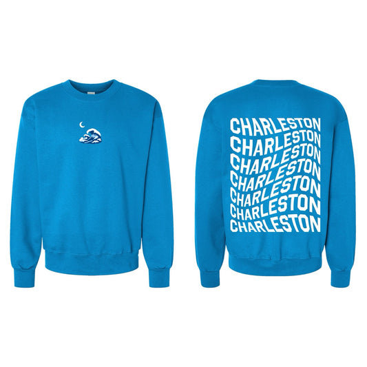 Charleston Wavy Teal Crewneck Sweatshirt