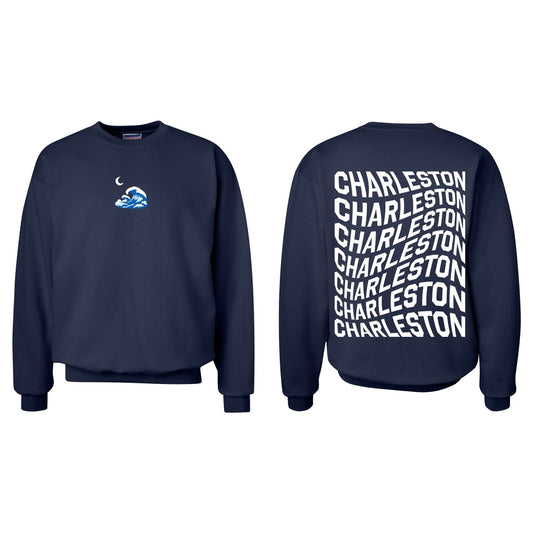 Charleston Wavy Navy Crewneck Sweatshirt
